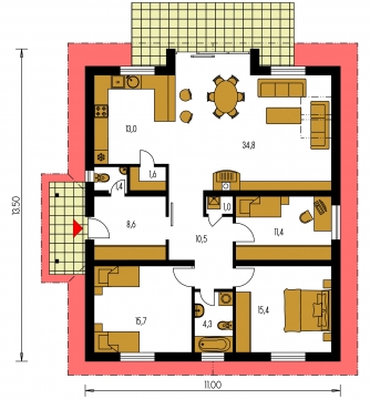 Mirror image | Floor plan of ground floor - BUNGALOW 15